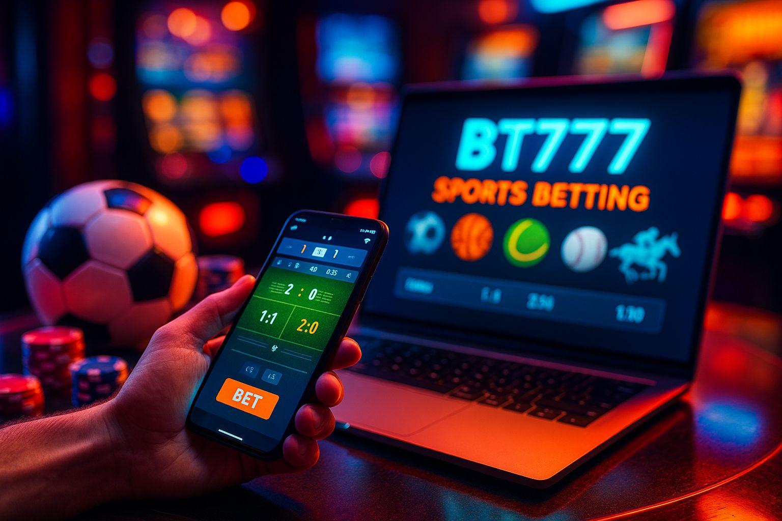Apostas esportivas no cassino online BT777